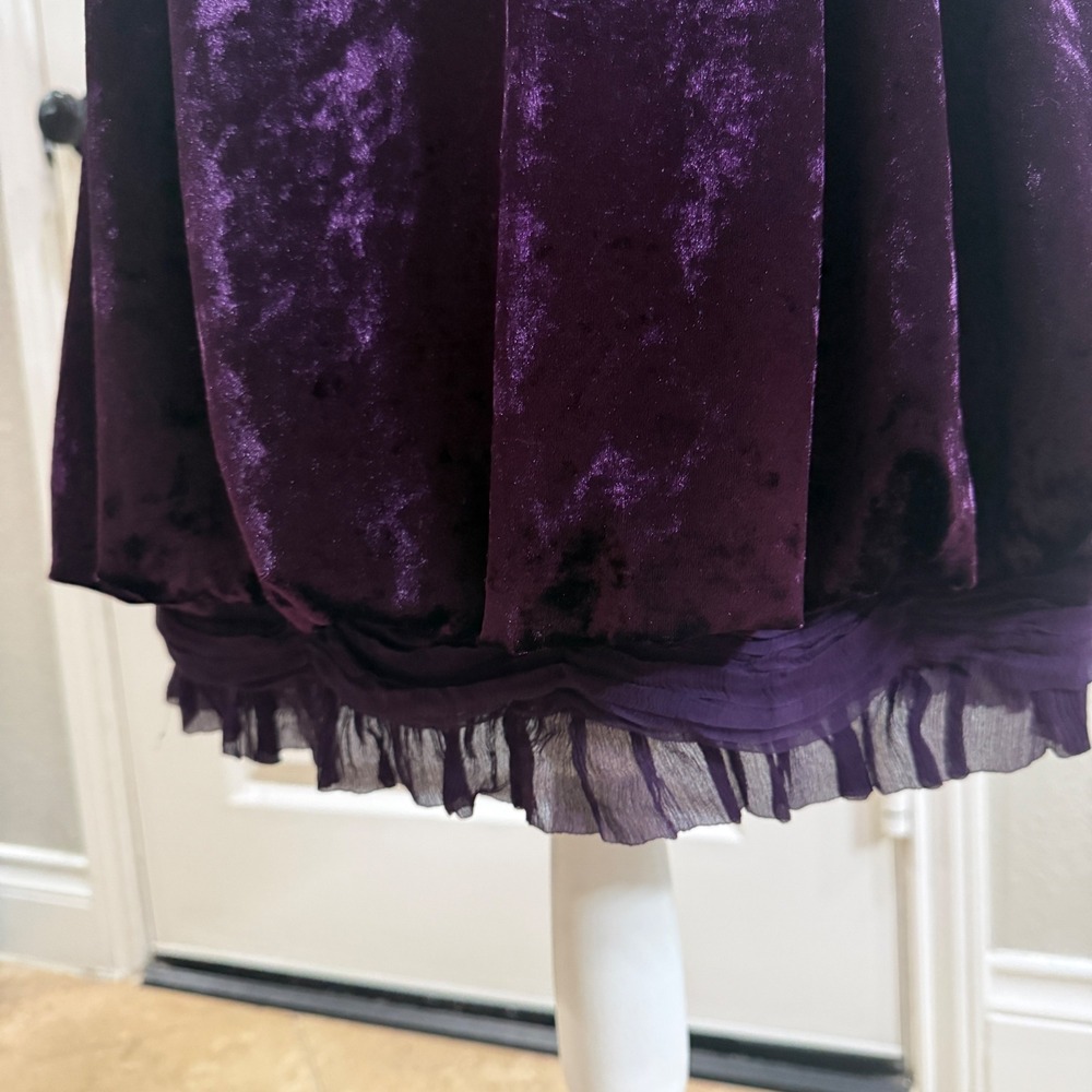 Sue Wong Nocturne Purple Velvet Silk Halter Mini Dress Beaded Y2K Whimsigoth 4 - Picture 8 of 13